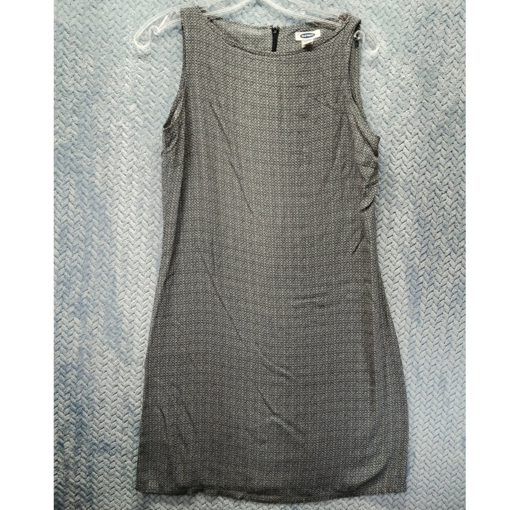 Old Navy Black White Geometric Floral Sleeveless Shift Dress Size 8 Rayon